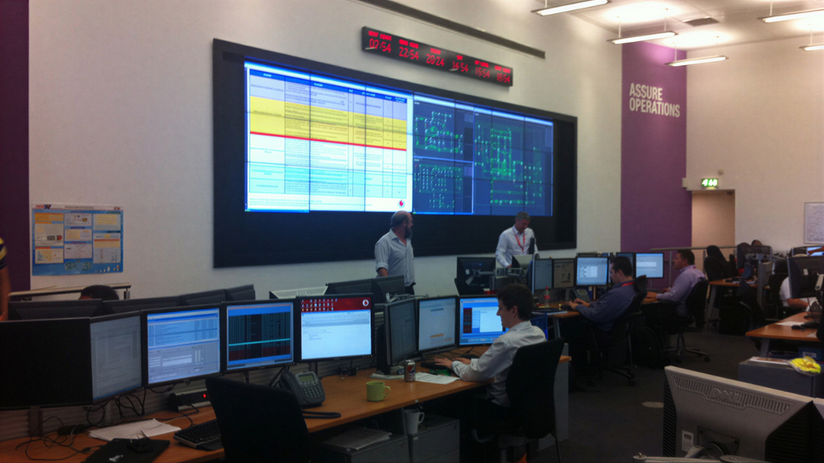 Utilities and infrastructure control room with operational display wall