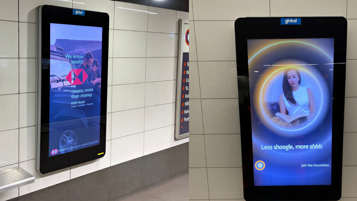 D6 Rhino display unit for public transport and OOH environments