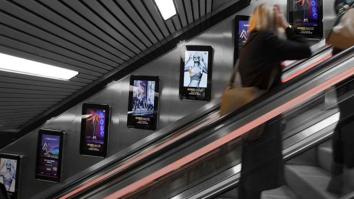 Escalator digital OOH advertising panels