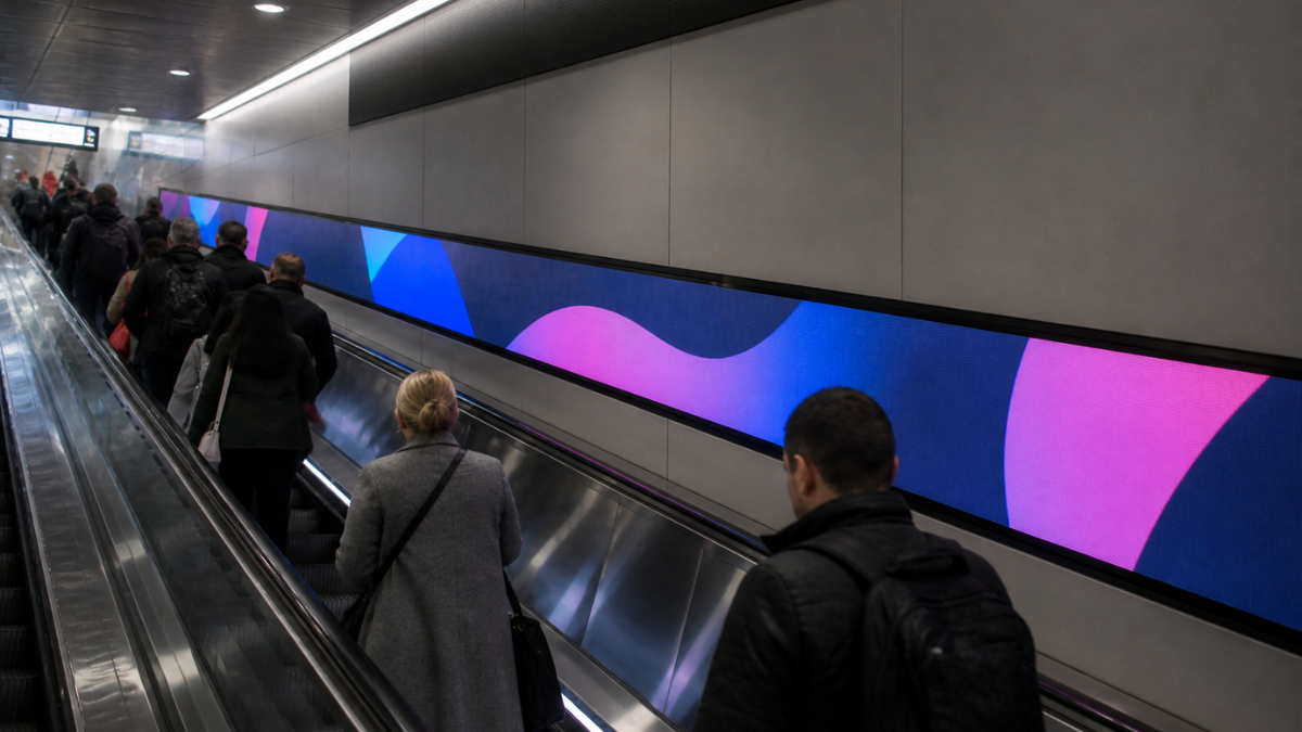 Continuous LED escalator display