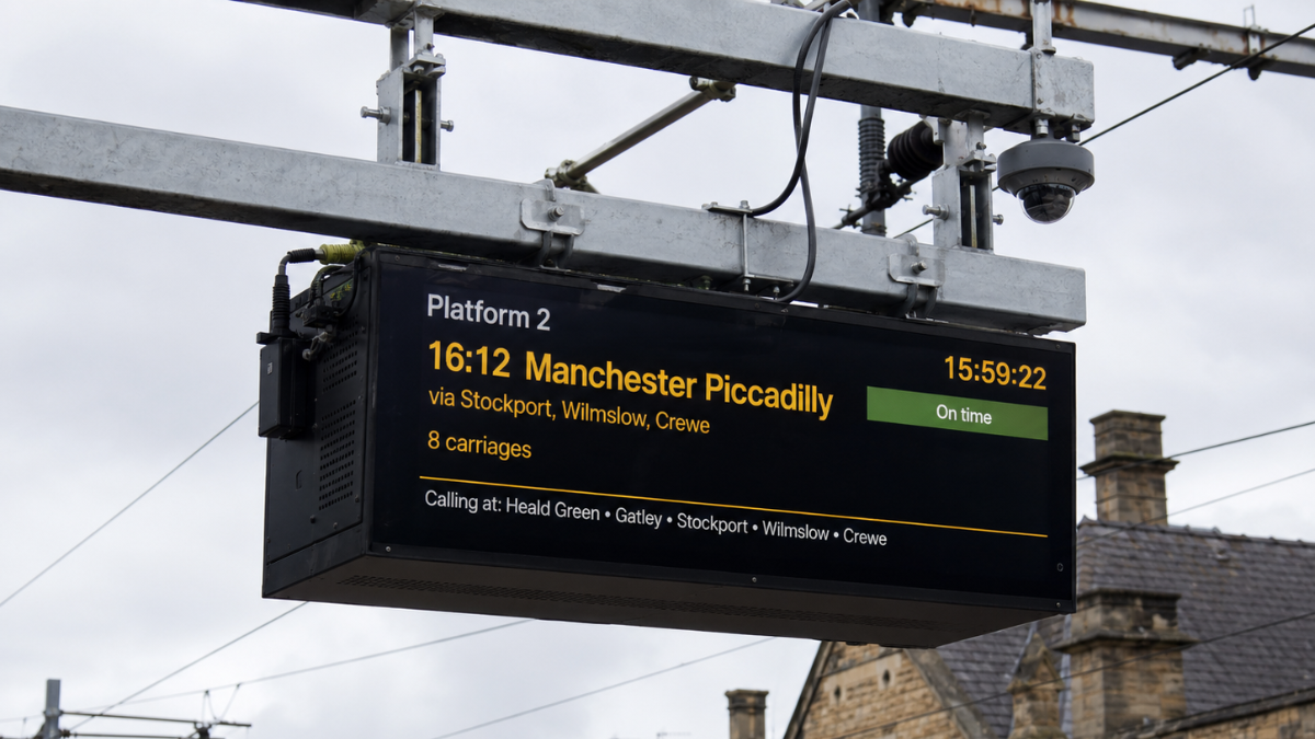 Passenger information display in a train station environment