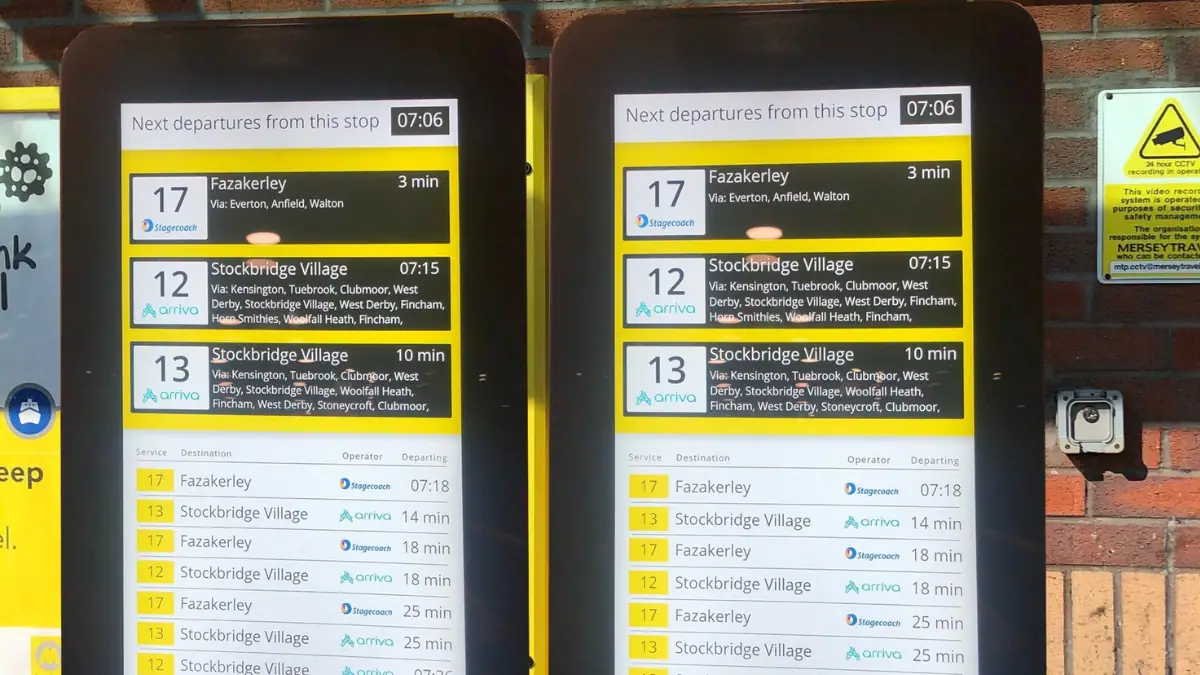 Passenger information display screens