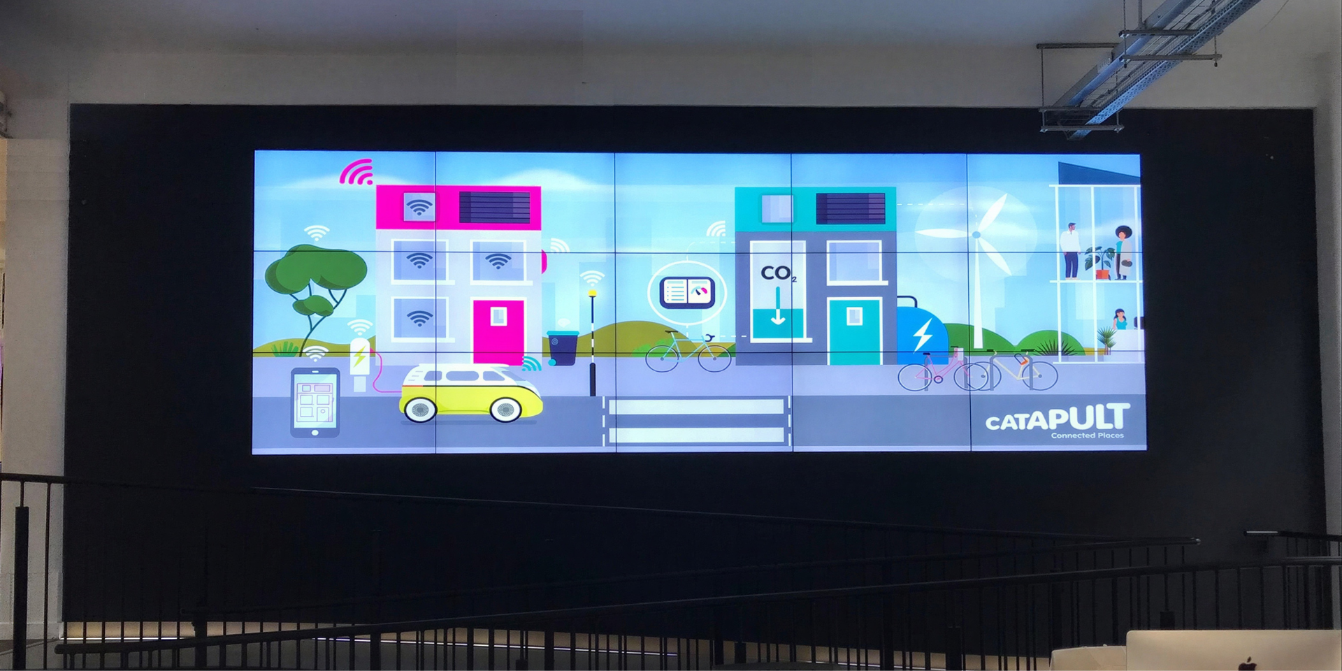 Connected Places Catapult reception video wall environment